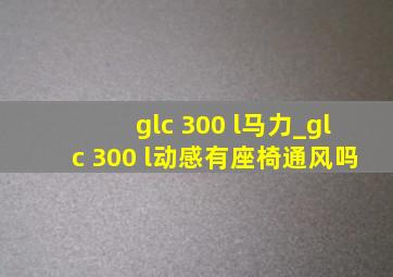 glc 300 l马力_glc 300 l动感有座椅通风吗